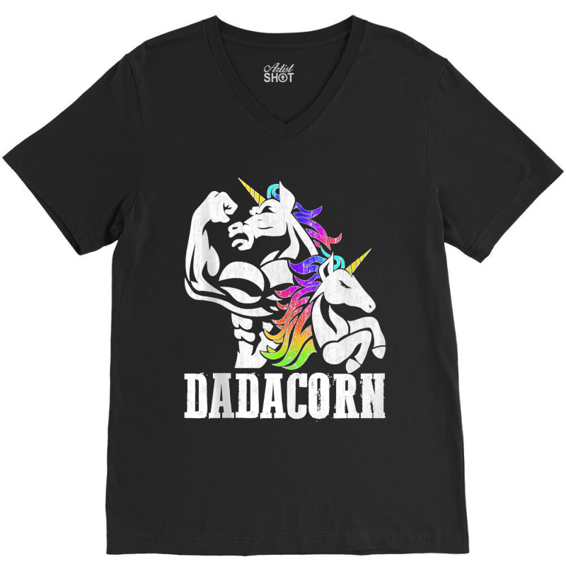 Manly Unicorn Muscle Dad And Daughter Dadacorn Fathers Day Tank Top V-neck Tee | Artistshot