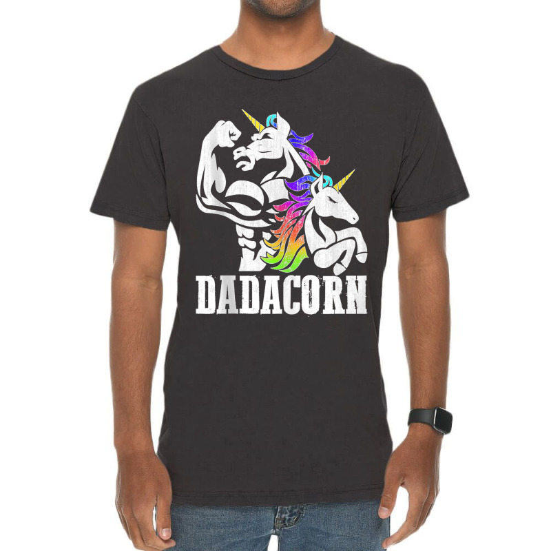 Manly Unicorn Muscle Dad And Daughter Dadacorn Fathers Day Tank Top Vintage T-shirt | Artistshot