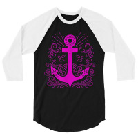 Hot Pink Anchor Sail Sailing T Shirt 3/4 Sleeve Shirt | Artistshot