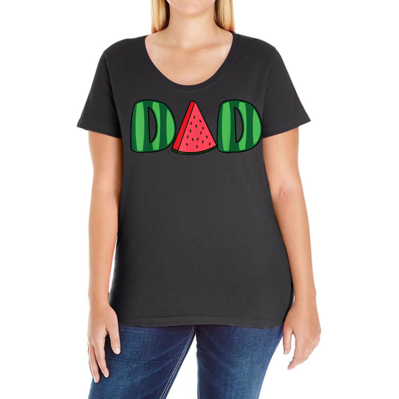 Watermelon Dad Fruitarian Lover Summer Father Fruit Slice T Shirt Ladies Curvy T-Shirt by cm-arts | Artistshot