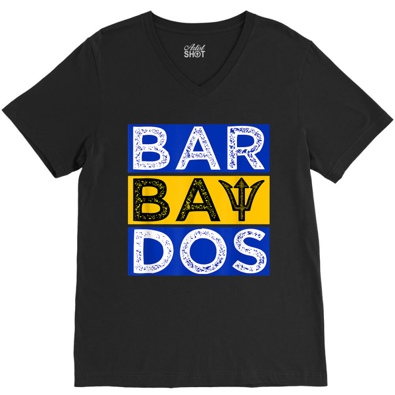 Barbados Flag With Barbados Trident Bajan Soca V-neck Tee | Artistshot