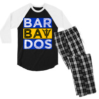 Barbados Flag With Barbados Trident Bajan Soca Men's 3/4 Sleeve Pajama Set | Artistshot