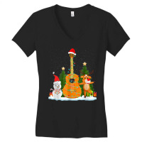 Guitar Christmas Lights Reindeer Snowman Family Matching Women's V-neck T-shirt | Artistshot