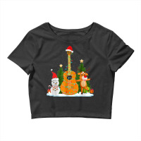 Guitar Christmas Lights Reindeer Snowman Family Matching Crop Top | Artistshot