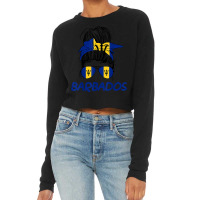 Barbados Girl Messy Bun, Barbados Flag Barbadian Women Cropped Sweater | Artistshot