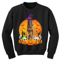 Scary Pumpkin Skull Witch Belgian Malinois Dog Halloween Youth Sweatshirt | Artistshot