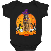 Scary Pumpkin Skull Witch Belgian Malinois Dog Halloween Baby Bodysuit | Artistshot