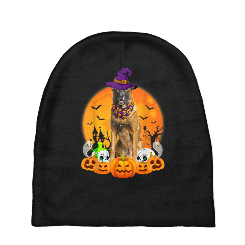 Scary Pumpkin Skull Witch Belgian Malinois Dog Halloween Baby Beanies by Complete | Artistshot