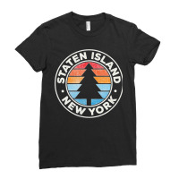 Staten Island New York Ny Vintage Graphic Retro 70s Ladies Fitted T-shirt | Artistshot