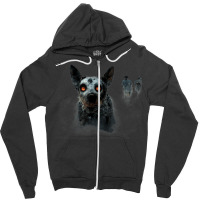 Australian Cattle Dog Trotting Through Zombie With Red Eyes Zipper Hoodie | Artistshot