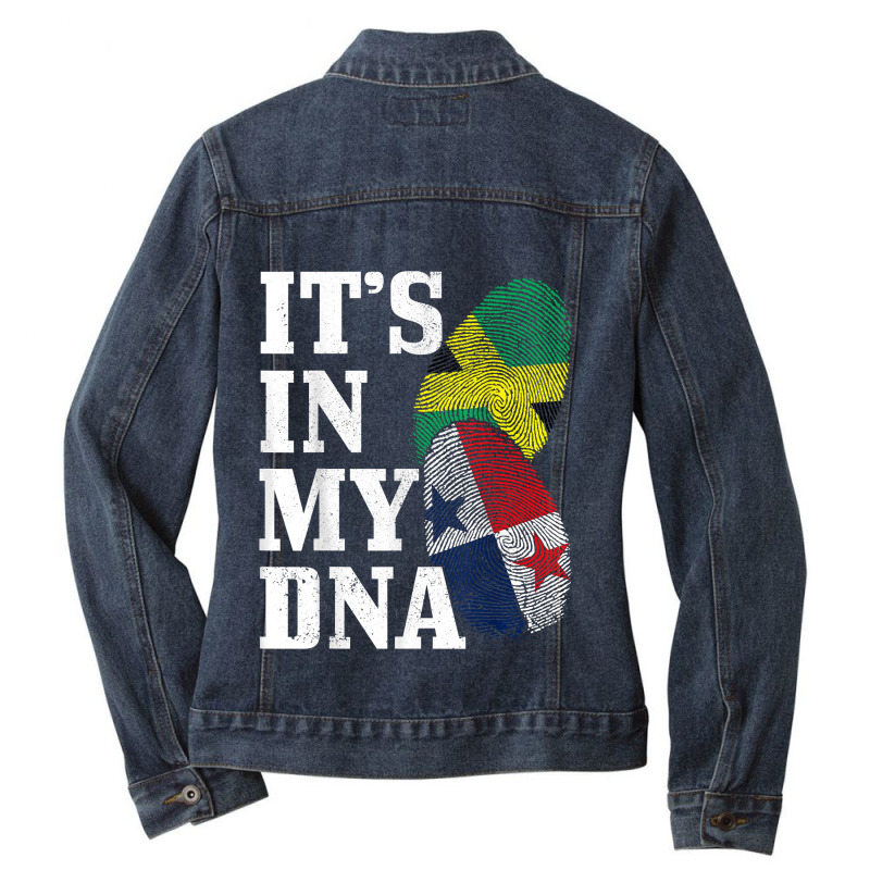 Jamaica _ Panama It_s In My Dna Jamaican Panamanian Flag Ladies Denim Jacket by JamesPlyler | Artistshot