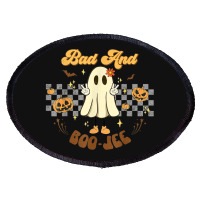 Retro Halloween Ghost Bad And Boo Jee Pumpkin Oval Patch | Artistshot