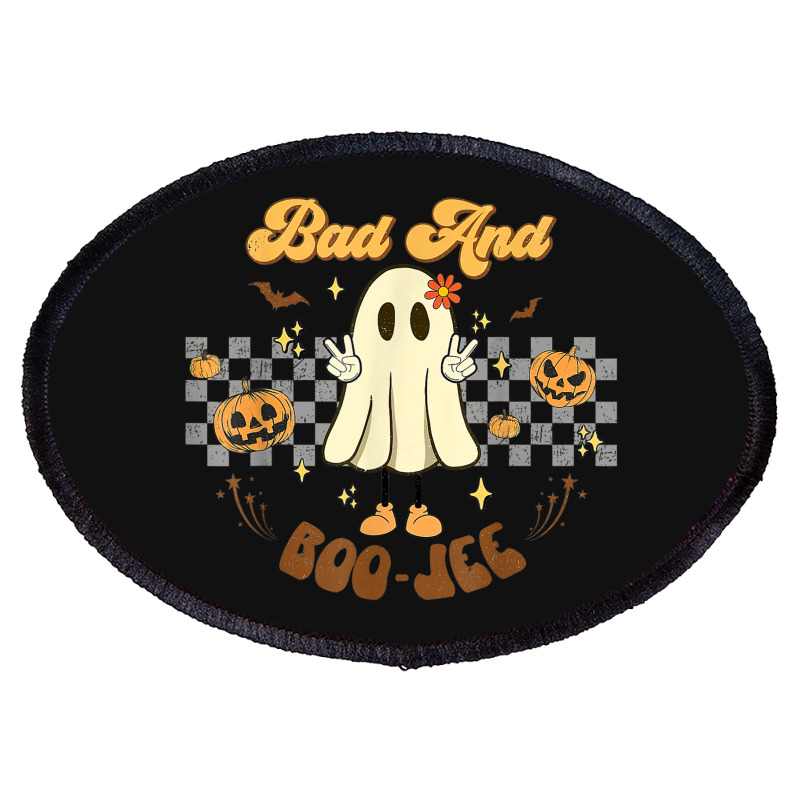 Retro Halloween Ghost Bad And Boo Jee Pumpkin Oval Patch | Artistshot