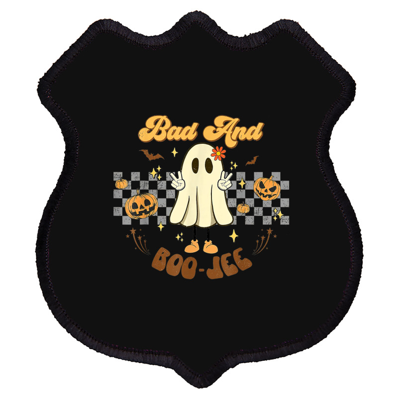 Retro Halloween Ghost Bad And Boo Jee Pumpkin Shield Patch | Artistshot