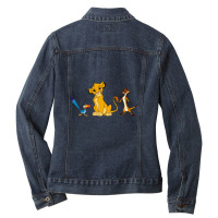 Simba Zazu And Timon   Cartoon Ladies Denim Jacket | Artistshot