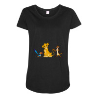 Simba Zazu And Timon   Cartoon Maternity Scoop Neck T-shirt | Artistshot