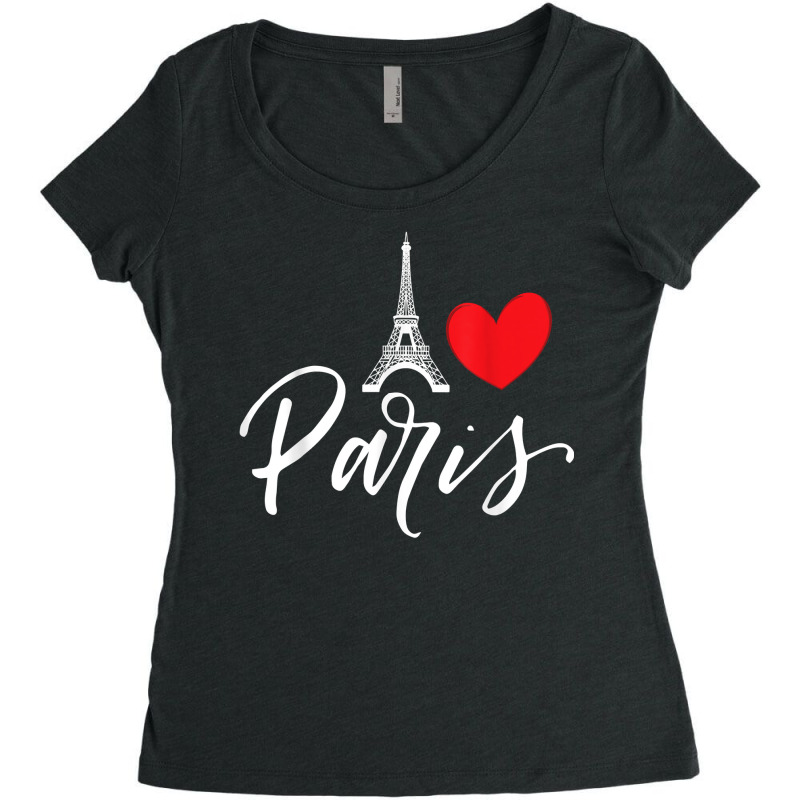 Eiffel Tower A Heart From Paris With Love To France T Shirt Women's Triblend Scoop T-shirt by cm-arts | Artistshot