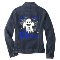 Intestinal Cancer Is Boo Sheet Blue Ribbon Halloween Ladies Denim Jacket | Artistshot