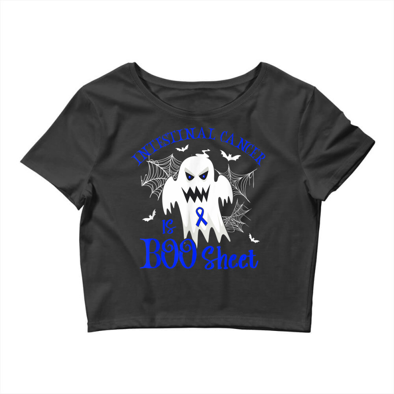 Intestinal Cancer Is Boo Sheet Blue Ribbon Halloween Crop Top by Bewitch | Artistshot