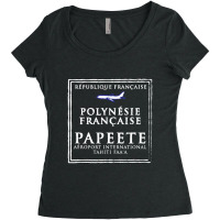 Papeete Tahiti Passport Stamp Vacation Travel Women's Triblend Scoop T-shirt | Artistshot