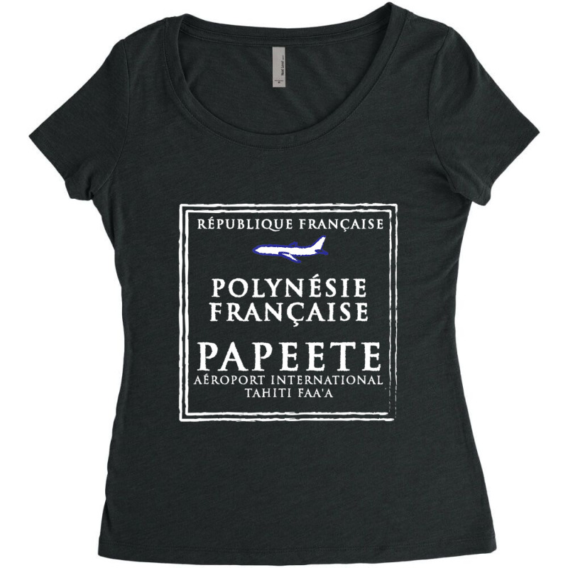 Papeete Tahiti Passport Stamp Vacation Travel Women's Triblend Scoop T-shirt by Kosdapen517 | Artistshot