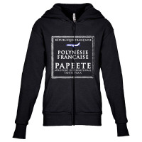 Papeete Tahiti Passport Stamp Vacation Travel Youth Zipper Hoodie | Artistshot