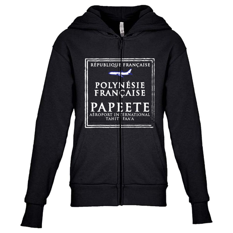 Papeete Tahiti Passport Stamp Vacation Travel Youth Zipper Hoodie by Kosdapen517 | Artistshot