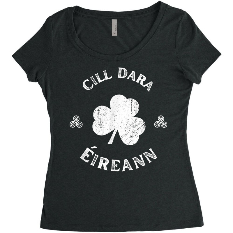 Cill Dara Kildare Gaelic Football Hurling Shamrock Vintage T Shirt Women's Triblend Scoop T-shirt by cm-arts | Artistshot