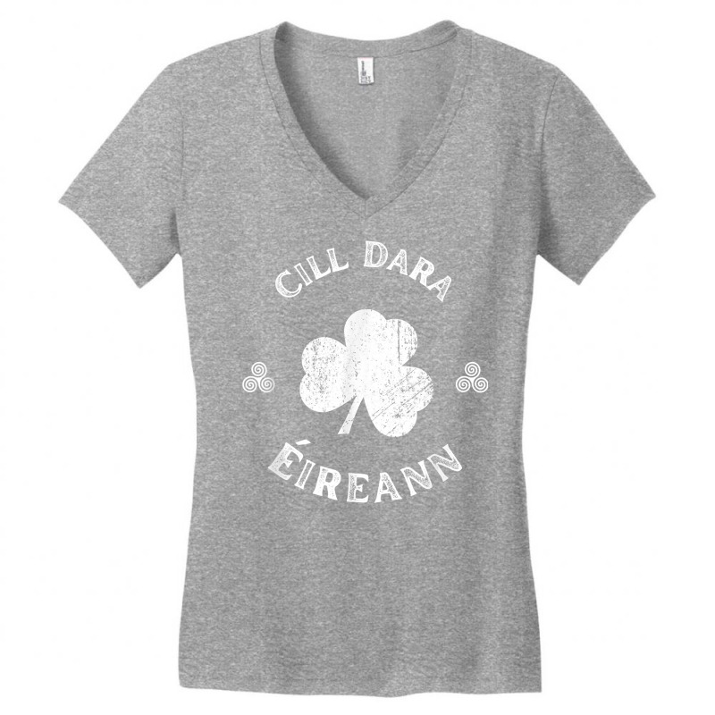 Cill Dara Kildare Gaelic Football Hurling Shamrock Vintage T Shirt Women's V-Neck T-Shirt by cm-arts | Artistshot