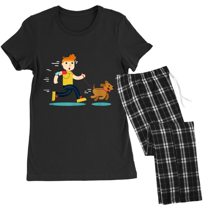 Cartoon Running With Dog T Shirt Women's Pajamas Set by cm-arts | Artistshot