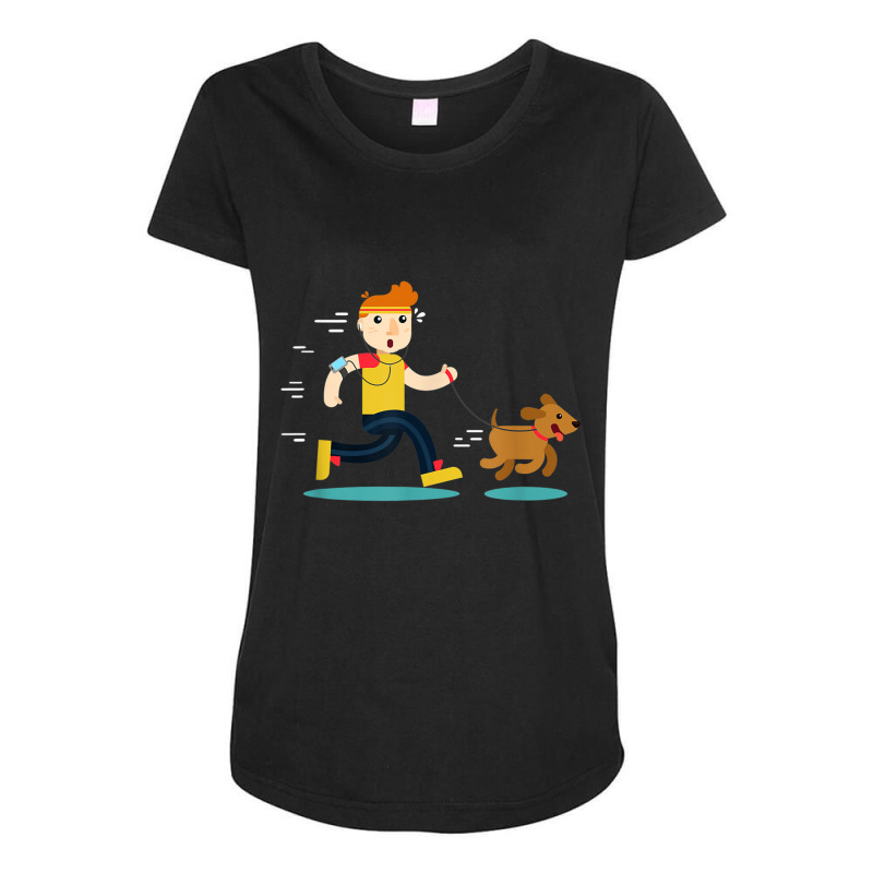 Cartoon Running With Dog T Shirt Maternity Scoop Neck T-shirt by cm-arts | Artistshot