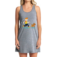 Cartoon Running With Dog T Shirt Tank Dress | Artistshot