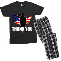 Patriotic American Flag Thank You For Your Service Veteran Men's T-shirt Pajama Set | Artistshot