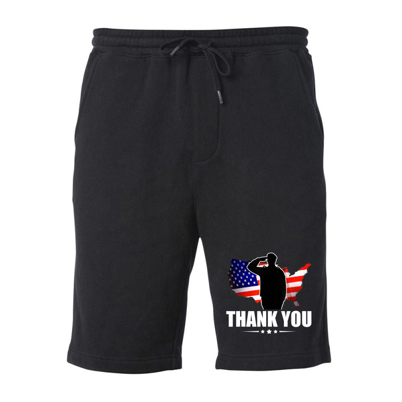 Patriotic American Flag Thank You For Your Service Veteran Fleece Short | Artistshot