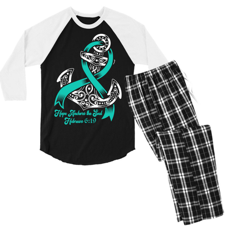 Myasthenia Gravis Awareness  Hope Anchors The Soul Men's 3/4 Sleeve Pajama Set | Artistshot