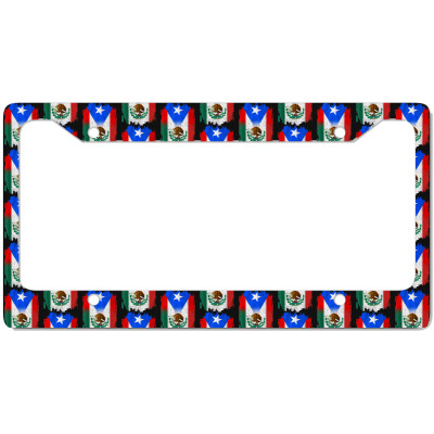 Mexirican Mexico Flag Puerto Rico Flag Boricua Chicano License Plate 