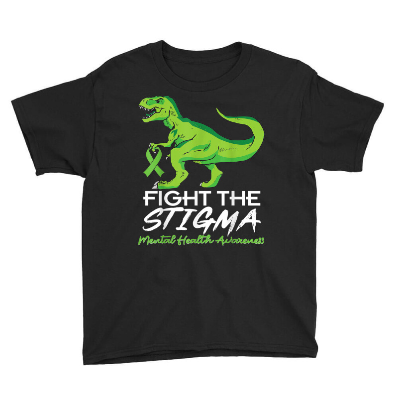 Fight Stigma Mental Health Awareness Lime Green Dinosaur T Shirt Youth Tee by cm-arts | Artistshot