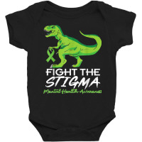 Fight Stigma Mental Health Awareness Lime Green Dinosaur T Shirt Baby Bodysuit | Artistshot