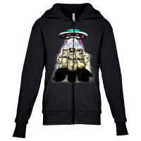 Alien Invasion Easter Island Moai Famous Statues Youth Zipper Hoodie | Artistshot