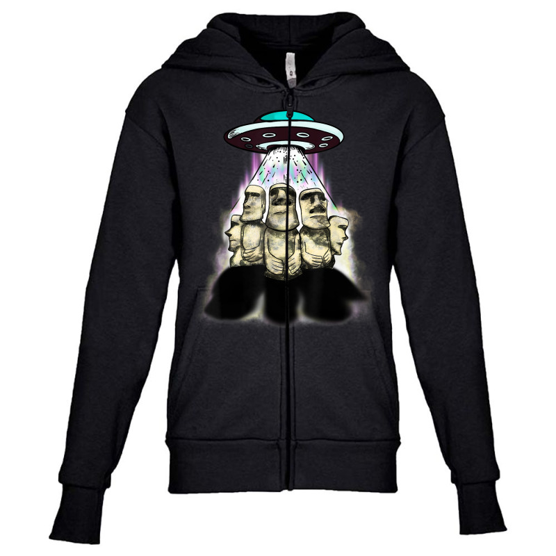 Alien Invasion Easter Island Moai Famous Statues Youth Zipper Hoodie | Artistshot