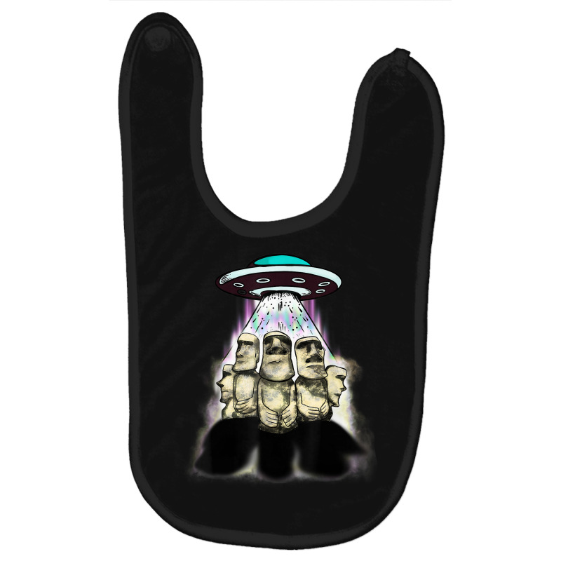 Alien Invasion Easter Island Moai Famous Statues Baby Bibs | Artistshot