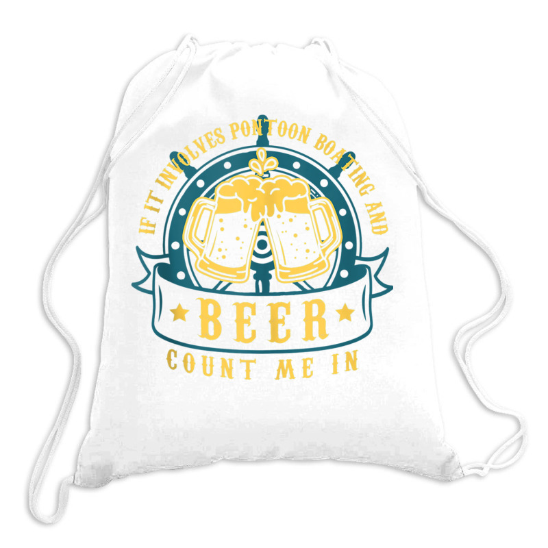 If It Involves Pontoon Boating  Boat Captain Pontoon Tank Top Drawstring Bags | Artistshot