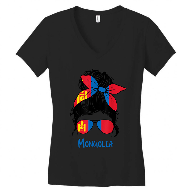 Mongolian Girl Mongolia Girl Mongol Woman Flag Women's V-Neck T-Shirt by ToraHernton | Artistshot