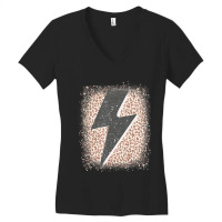 Womens Leopard Cheetah Thunder Print Cool Lightning Bolt Women's V-neck T-shirt | Artistshot