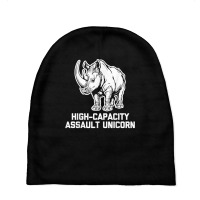 High Capacity Assault Unicorn Funny Rhino Military T Shirt Baby Beanies | Artistshot