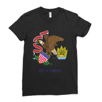 Illinois State Flag Us State Flag, Illini Ladies Fitted T-shirt | Artistshot