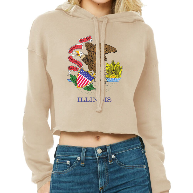 Illinois State Flag Us State Flag, Illini Cropped Hoodie by laughingtuy | Artistshot