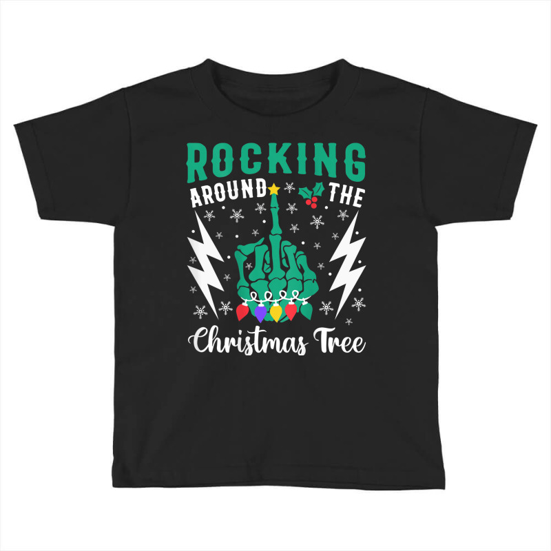 Funny Christmas Skeleton Middle Finger Quote Back Design Toddler T-shirt | Artistshot