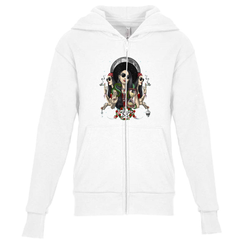 Hecate Triple Moon Goddess Pagan Witch Gothic Wiccan Occult Youth Zipper Hoodie by cm-arts | Artistshot