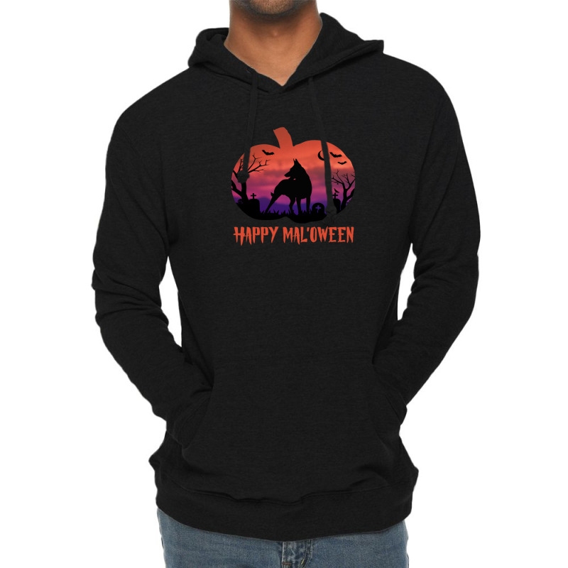 Happy Mal'oween - Belgian Malinois Halloween Dog Gift Lightweight Hoodie by KennethSteele | Artistshot